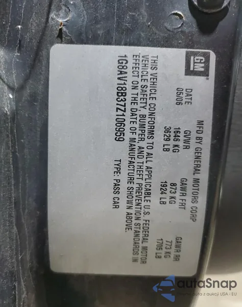 2007 Saturn Ion from USA, damaged, VIN NULL